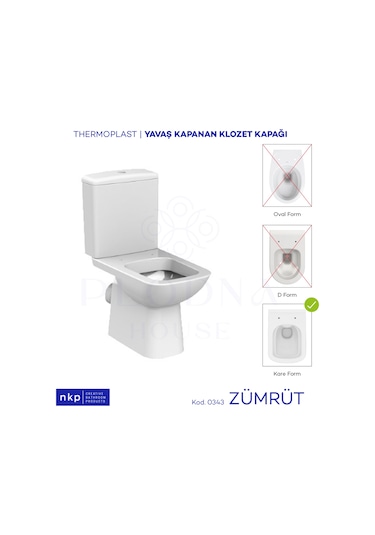 Kare Yavaş Kapanan Klozet Kapağı Zümrüt