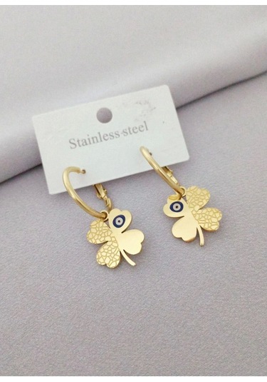 Çelik Yonca Küpe Çok Renkli