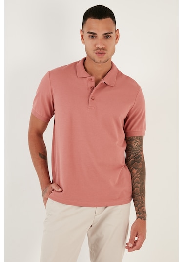 Buratti Pamuklu Regular Fit Düğmeli Erkek Polo Yaka T Shirt 5902127 Gül