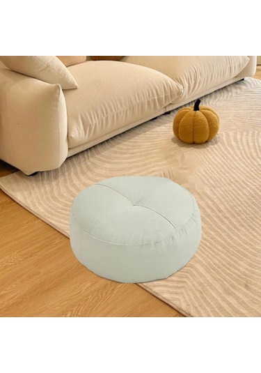 Homyl Yuvarlak Yer Minderi Dekoratif Meditasyon Oturma Beyaz