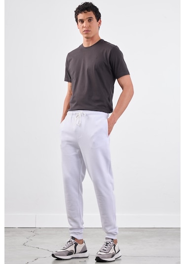 Dufy Beyaz Erkek Eşofman Altı - Regular Fit Beyaz