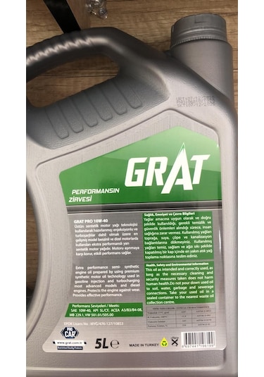 Grat Pro 10W-40 Yarı Sentetik Motor Yağı 5 L