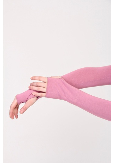 Parmak Geçmeli 45cm Likralı Penye Kolluk 1 Çift Pembe