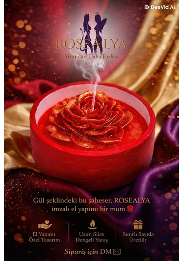 First Rose-el Yapımı Romantik Mum Kırmızı
