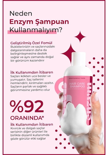 Enzym Cosmetics Kıvırcık Ve Dalgalı Saçlar İçin Saç Bakım Şampuanı 400 ML