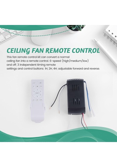 Teltree Dc Evrensel Tip Tavan Fanı Işık Kumandası Seti - 6 Vana Hız & Zamanlama, 30w Geniş Voltajlı Pil Dahil Değil