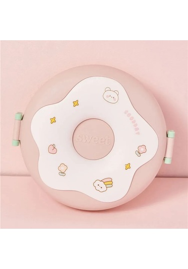 Shineyee 3 Bölmeli Çocukluk Sandviç Kutusu, Kaçırmazsız Kapağı Ve Eğlenceli Donut Deseni İle Okul Ve Piknikler İçin Mor