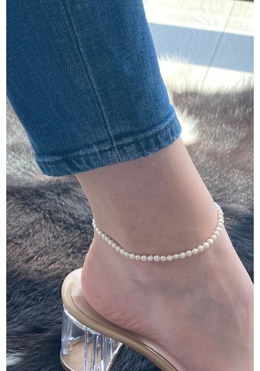 Doğal İnci Kadın Halhal Gümüş