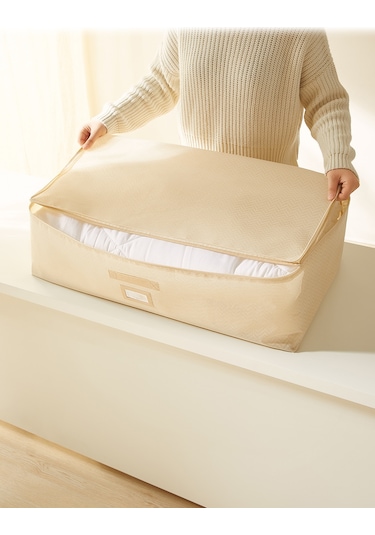 Ocean Home Textile 2'li Bej Balıksırtı Baza Altı Hurç Set