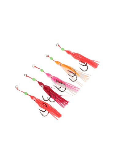 Teltree Deniz Balıkçılığı Işıklı Yumuşak Yem 5 Adet Silikon Kalem Balık Yemi, Parlak Yumru Ve İki Güçlü İğne İle