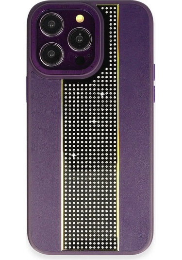 İphone 14 Pro Kılıf Hbc-160 Almera Taşlı Kapak - Derin Mor