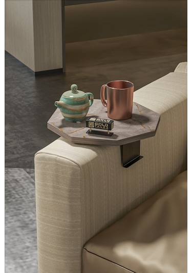 Yan Sehpa Ayarlanabilir Tepsi Dekoratif Modern Tepsi Sekizgen Gordion