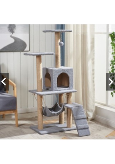 Nursoft B-07 Hamaklı Yuvalı Lüx Kedi Tırmalama Evi NRS-B07