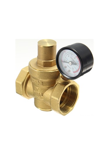 Dn15 1/2 Pirinç Su Basıncı Düşürücü Bakım Vanaları Regülatör Ayarlanabilir Tahliye Vanaları Manometre İle 85 63mm