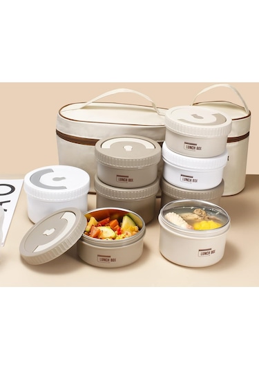 Paslanmaz Çelik Öğle Yemeği Kutusu 4 Parça ve Termal Çanta