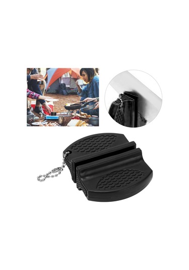 Springsun Siyah Taşınabilir Mini Bıçak Kesici - Anti Kayma Kollü, Çift Taraflı Carbide Ve Seramik Uçlar, Dış Mekan Ve Mutfak İçin Uygun