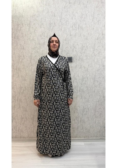 Gd Goldoremi 7 Kadın Viskon Pamuklu Bağlamalı Namaz Elbisesi Siyah
