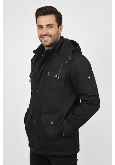 Erkek Spor Kanvas Kapüşonlu Parka 85121 Bgl-st04884 Haki