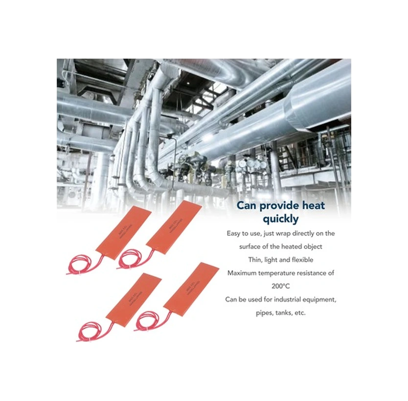 Fortunelane Endüstriyel Cihazlar İçin Esnek Silikon Isıtıcı Pad - 4 Adet, 12v 20w, Hızlı Isı Aktarımı, 200 C Isı Dayanımı