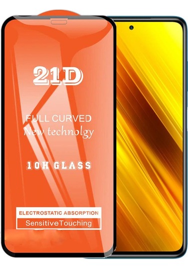 Poco X3 Ekran Koruyucu Kırılmaz Cam 21D Tam Kaplayan