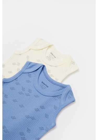 Organik Modal Fil Baskılı 2 Li Askılı Unisex Bebek Badi 001