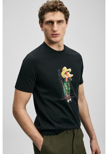 Lufian Duck Modern Grafik T- Shirt Siyah Siyah 111020292100100 Siyah