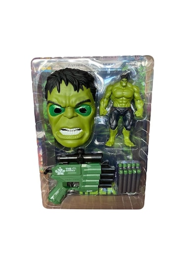 Kutulu Spiderman Maskeli Mermi Fırlatıcılı Fiğür Set Hulk