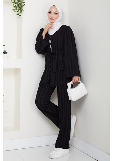 İlgen Fırfırlı İkili Takım 1610 - Siyah Siyah