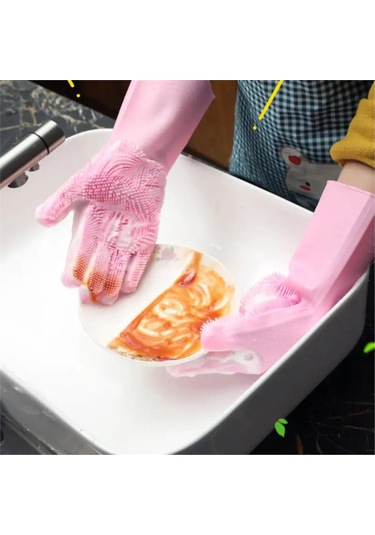 Sihirli Silikon Bulaşık Eldiveni Dayanıklı Yumuşak Kaliteli Silikon 1 Adet Gri