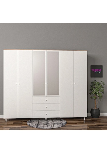 Trade 6 Kapılı Gardrop Mdf Sis Gri