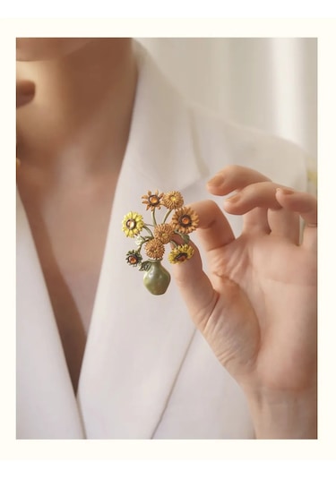 Especailly For You Van Gogh Güneşi Kadın Broş Van Gogh Güneşi İle Kadıbroş 191575013 Gri