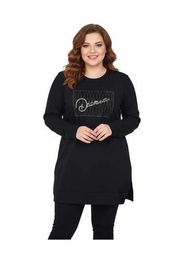Caftan Kadın Siyah Sıfıryaka Taşlı Tunik Bgl-st05086 Siyah