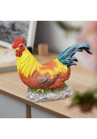 Suntek Reçine Horoz Heykeli Tavuk Heykeli Veranda Çim Arka