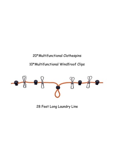 Ulzyvf Katlanabilir Seyahat İpi - Çamaşır Asma, Kamp İçin Pratik Turuncu