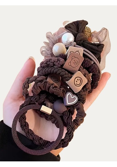 Mını Shop Msk Saç Lastiği, 10'lu Set 258308156 Kahverengi