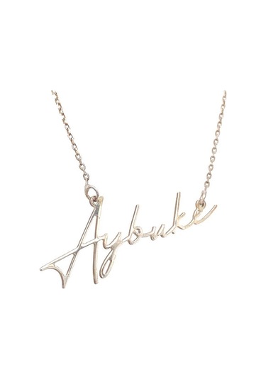 Zümrüt Sarraf 14 Ayar Beyaz Altın Isimli Bayan Kolye Kişiye Özel