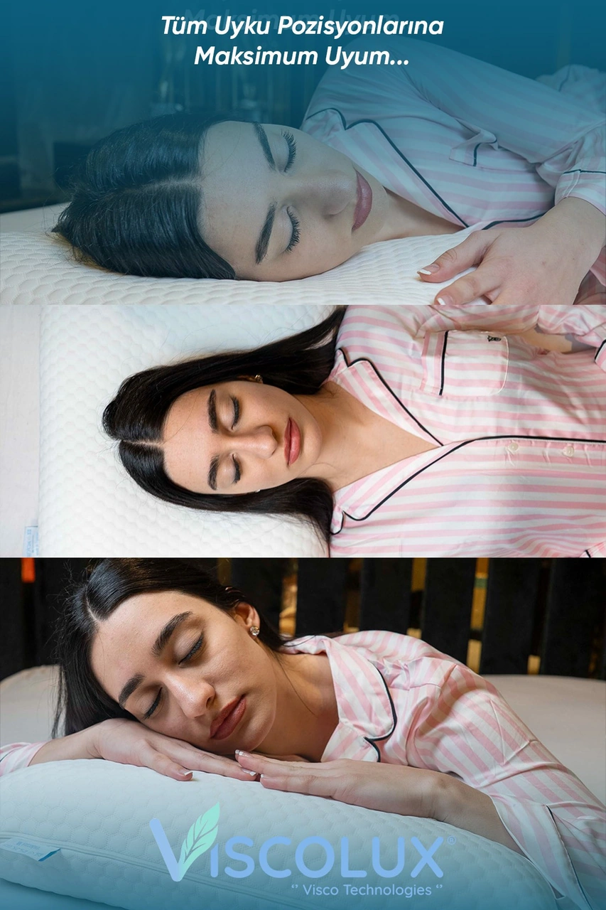 Horlama Azaltıcı Yastık - Horlama Önleyici Ortopedik Visco Yastık 55x40x12/10 Pembe