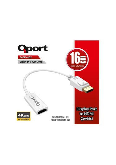 Qport Q-dp-hd2 Dısplay Portundan Hdmı Cevırıcı 4k 60hz