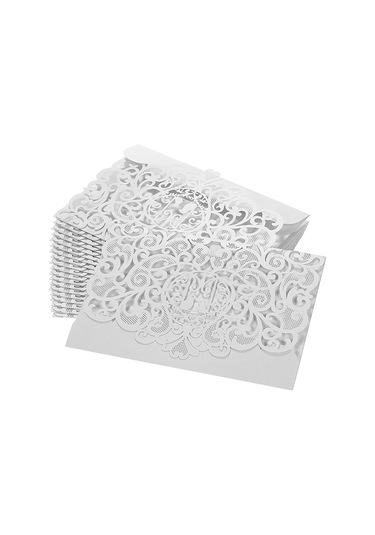 Mufunye 20 Adet/takım Düğün Davetiye Kartı Kapağı İnci Kağıt Lazer Kesim Kuş Desenli Davetiye Kartları Düğün Yıldönümü Malzemeleri--beyaz