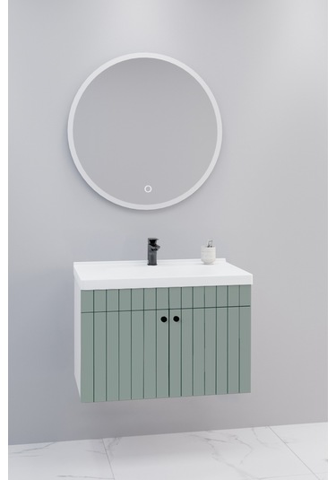 Avien 80 Cm Banyo Dolabı Orz Led Aynalı Yeşil  Boy Dolap Hariç Yeşil