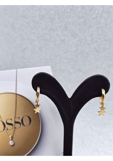 Xuping Yıldız Model Gold Renk Çelik Küpe Altın