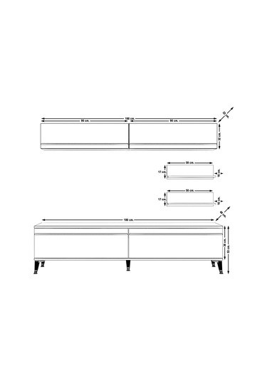 Decoraktiv Eko 5 Mdf Std Silver Tv Ünitesi Tv Sehpası Pera - Siyah
