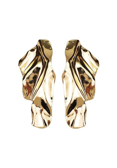 Moda Metal Demir Geometrik Saplama Küpe Düzensiz Metal Payet Küpe-altın Altın