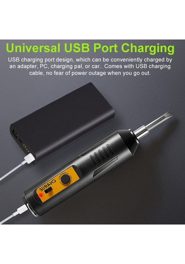 Symbee Şarj Edilebilir Mini Elektrikli Tornavida Seti - 2000mah Pil, Usb Şarj, 7 Uçlu