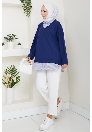 Gömlek Yaka Oysho Tunik 1612 - Lacivert Lacivert