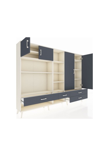 Arges Dolap 12 Raflı 4 Çekmeceli 4 Kapaklı 220x30x163 Aytaşı-antr Aytaşı-antrasit