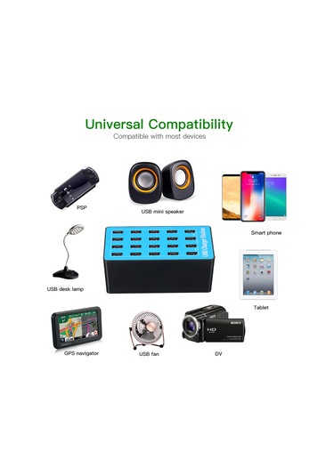 Maiyame 20 Portlu Usb Şarj Aleti 5v20a Akıllı Telefon Tablet Hızlı Şarj, Evrensel Uyumlu, Aşırı Yük/koruma, Soğutma Fanlı, Led Göstergeli