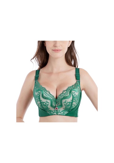 Yeşil Fallsweet Kadın Dantel Sütyen Destekli Balenli Sütyen Artı Boyutu Brasserie 34 İla 50 Yeşil