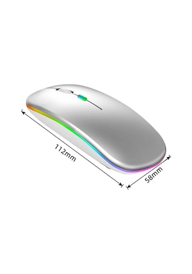 Rgb Ledli Şarj Edilebilir Sessiz Tıklamalı Ergonomik Çift Modlu Kablosuz Bluetooth Mouse Gtx