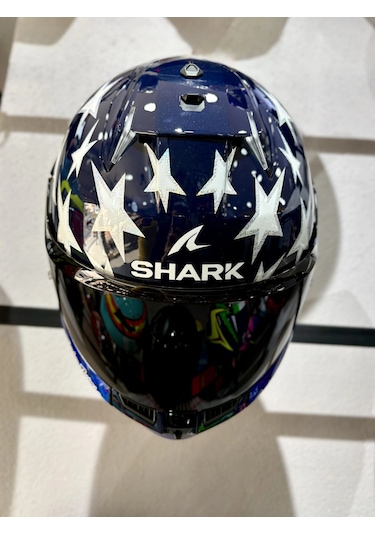 Skwal İ3 Us Flag Ledli Kapalı Kask Şeffaf Vizörlü Kask Mavi Beyaz